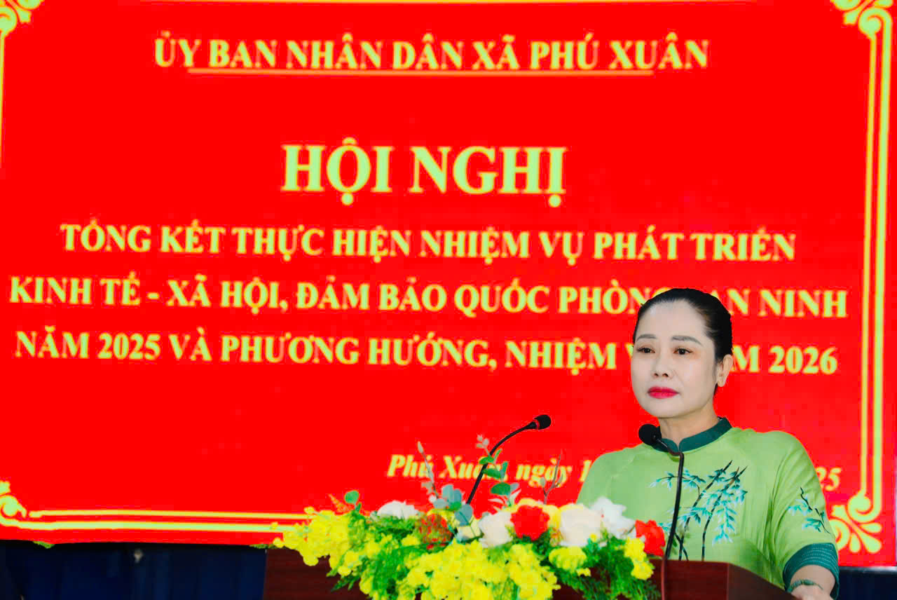 UBND XÃ PHÚ XUÂN TỔ CHỨC HỘI NGHỊ TỔNG KẾT TÌNH HÌNH PHÁT TRIỂN KINH TẾ – XÃ HỘI, ĐẢM BẢO QUỐC PHÒNG – AN NINH NĂM 2025 VÀ TRIỂN KHAI NHIỆM VỤ NĂM 2026
