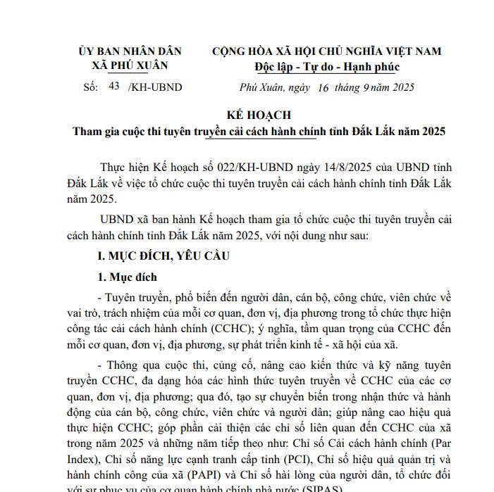 Tham gia cuộc thi tuyên truyền cải cách hành chính tỉnh Đắk Lắk năm 2025
