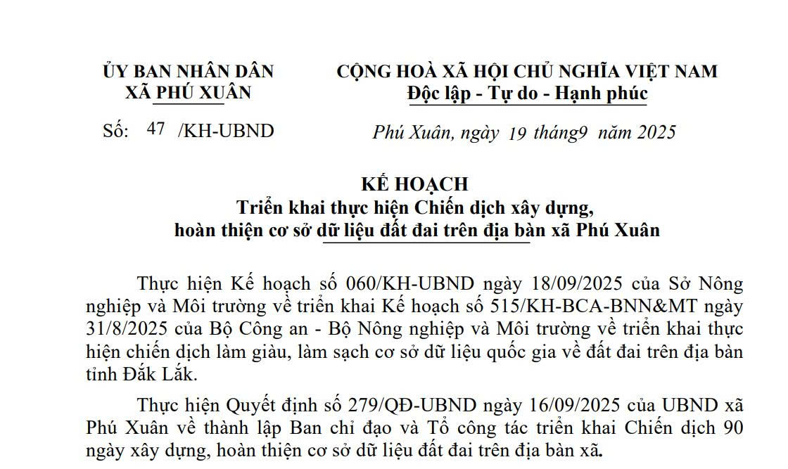 Triển khai thực hiện Chiến dịch xây dựng, hoàn thiện cơ sở dữ liệu đất đai trên địa bàn xã Phú Xuân