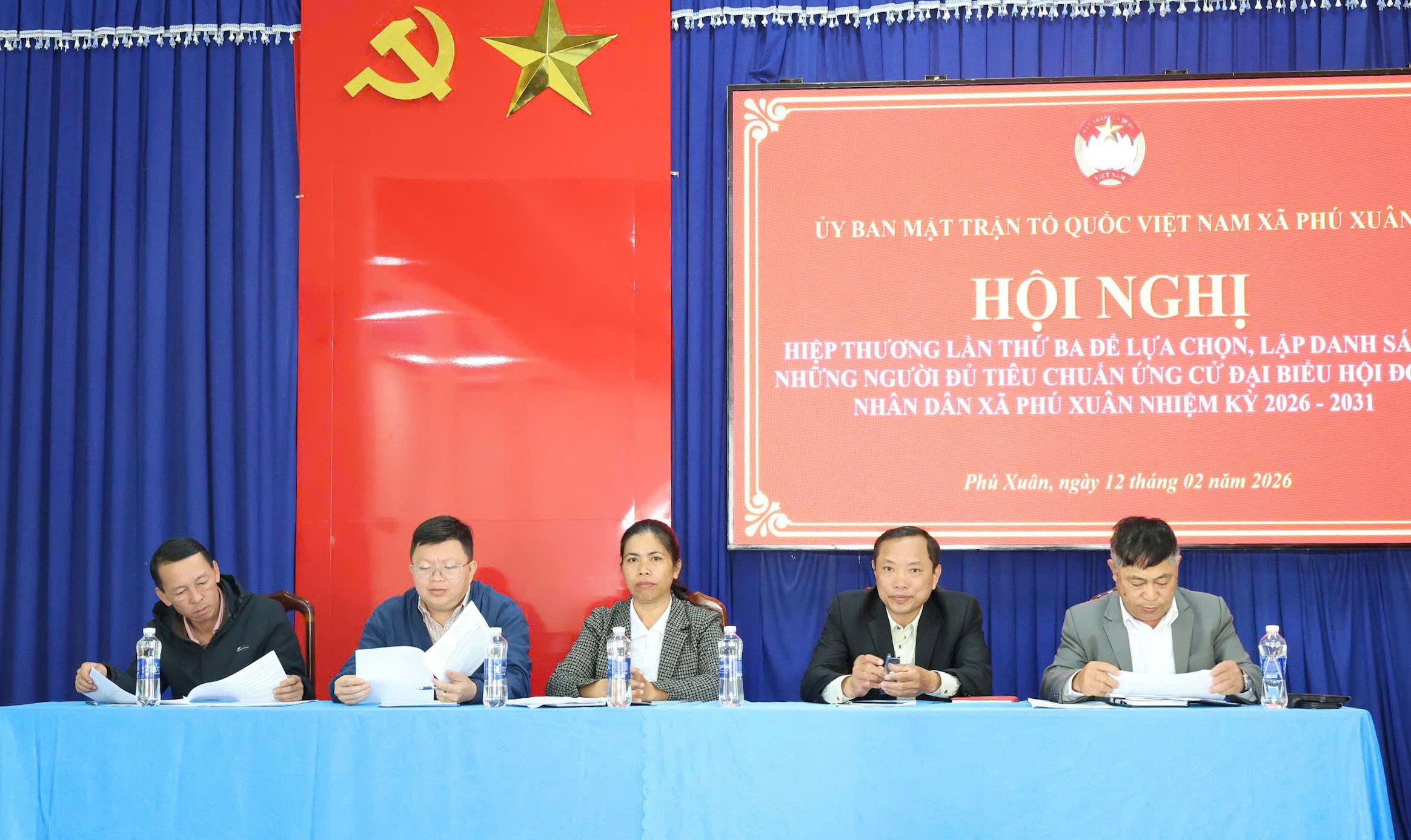 Hội nghị hiệp thương lần thứ ba để lựa chọn lập danh sách những người đủ tiêu chuẩn ứng cử đại biểu HĐND xã Phú Xuân nhiệm kỳ 2026-2031.