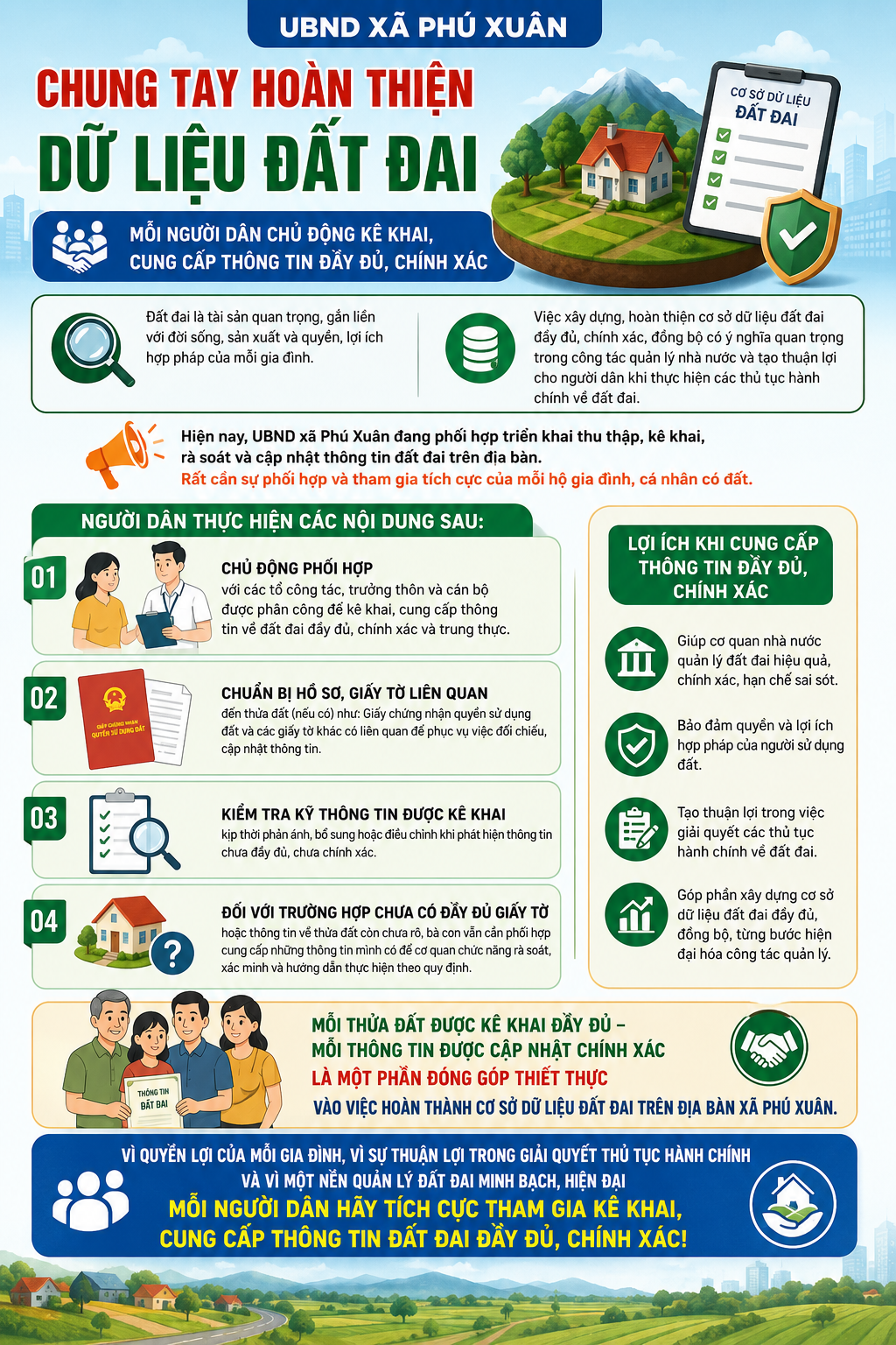 Chung tay hoàn thiện dữ liệu đất đai  – Mỗi người dân chủ động kê khai, cung cấp thông tin đầy đủ, chính xác
