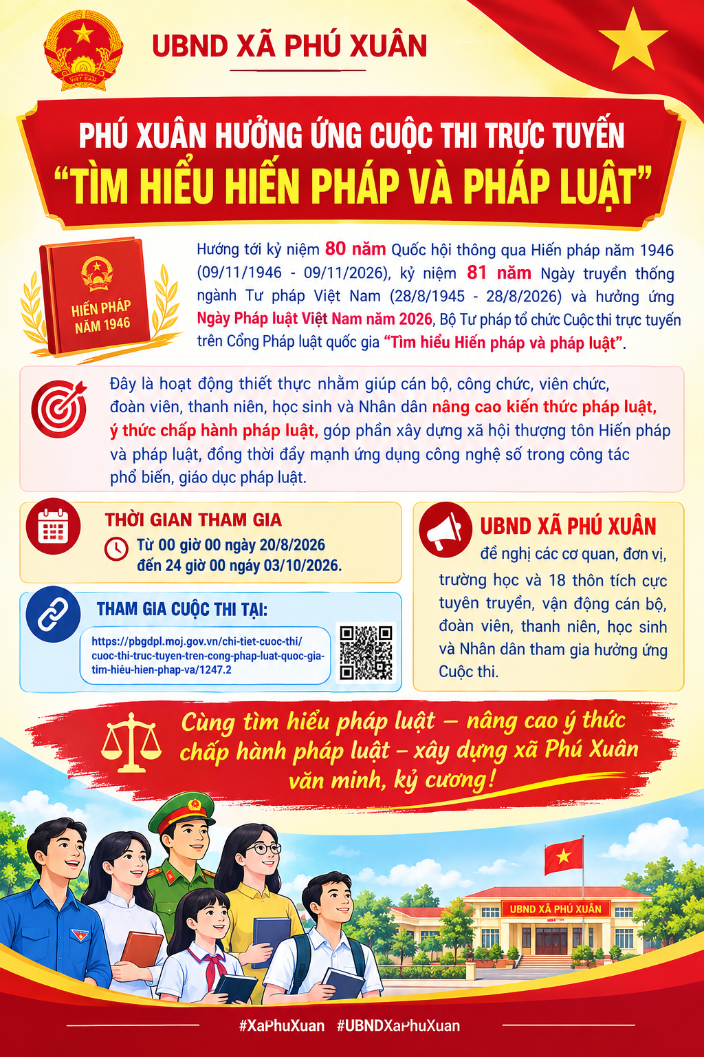 PHÚ XUÂN HƯỞNG ỨNG CUỘC THI TRỰC TUYẾN “TÌM HIỂU HIẾN PHÁP VÀ PHÁP LUẬT”.